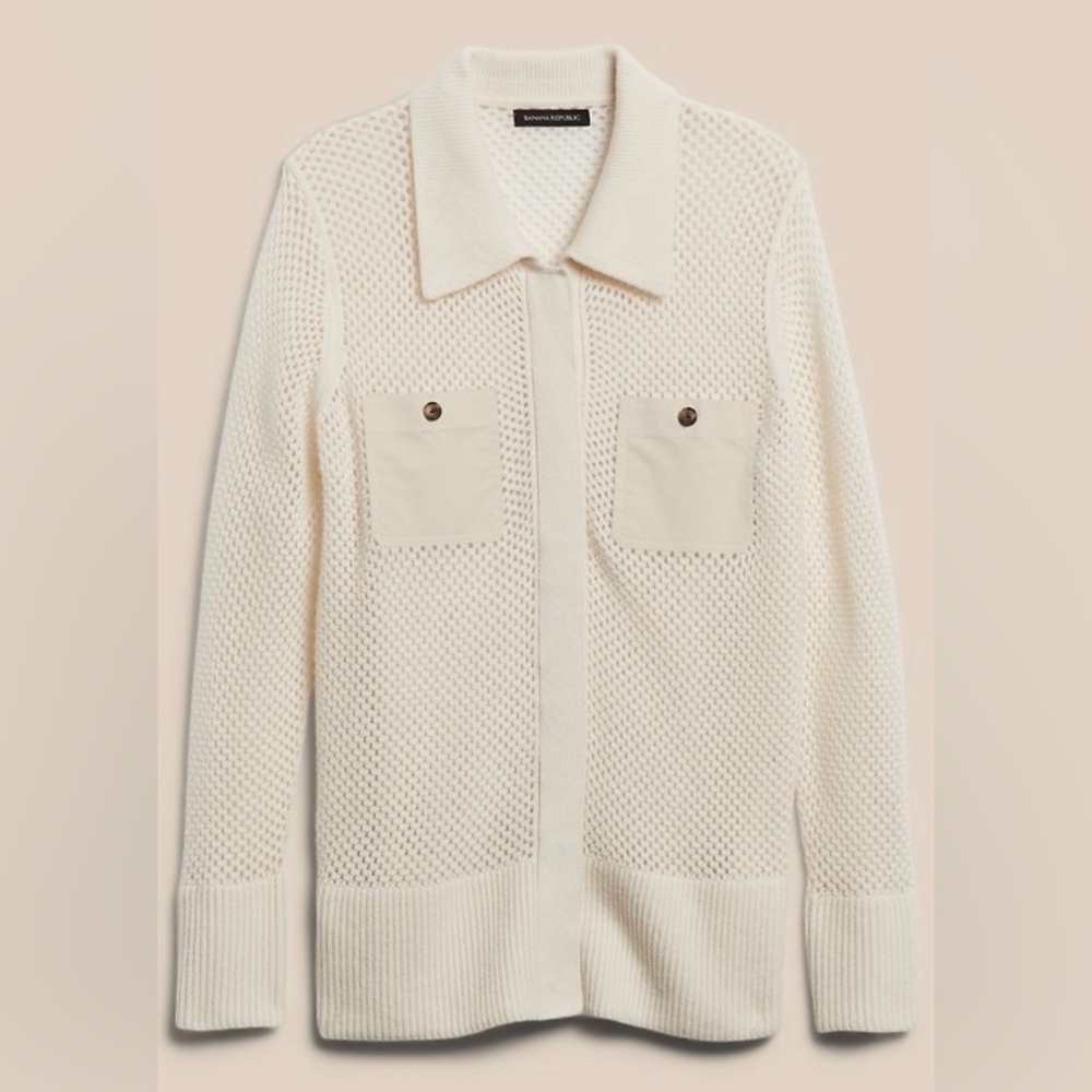 Banana Republic HERITAGE BRIA MERINO-CASHMERE JACKET size L EUC Cream